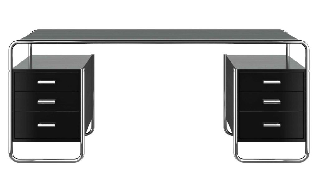 S 285/5 Thonet / Bureau Marcel Breuer L178 cm 2 caissons Noir Thonet mobilier design (ref. 13771)