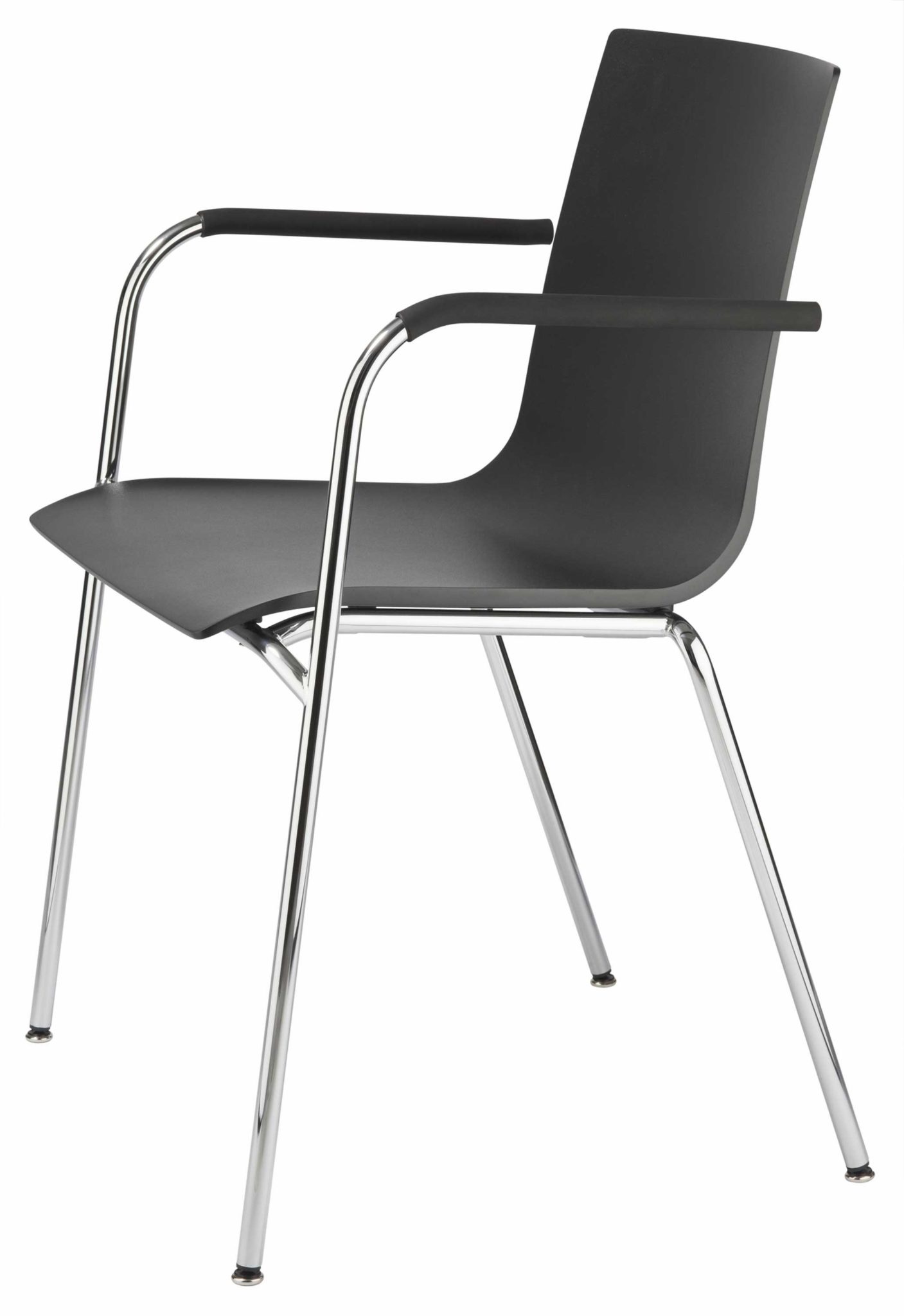 Chaise Visiteur Empilable CLP Ken XL - Tissu Noir, Dossier Rembourré, Piètement Métal - Support 150kg